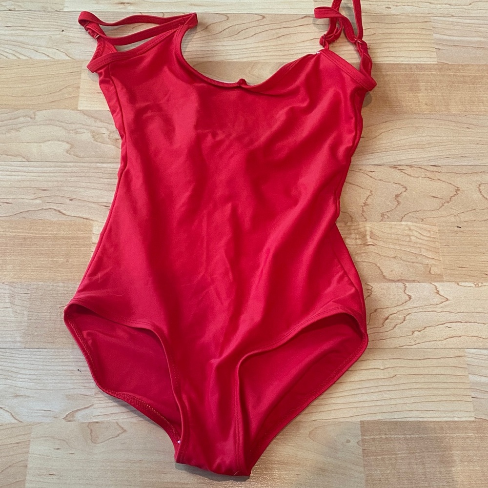 Vibrant Red Kids red Bodysuit for dance or ballet